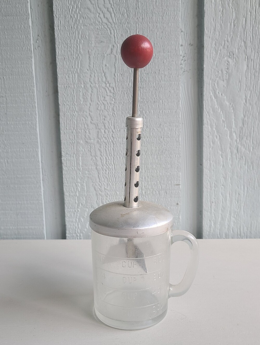 Vintage Anchor Hocking Food Chopper with Measuring Cup Base